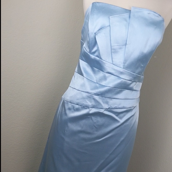 Jessica McClintock 14 VTG Prom Art Deco Blue Strapless Formal Maxi Gown - Picture 5 of 8